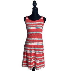 Tommy Bahama Orange Stripes Floral Size XS Womens Cotton Sleeveless Tank Dress